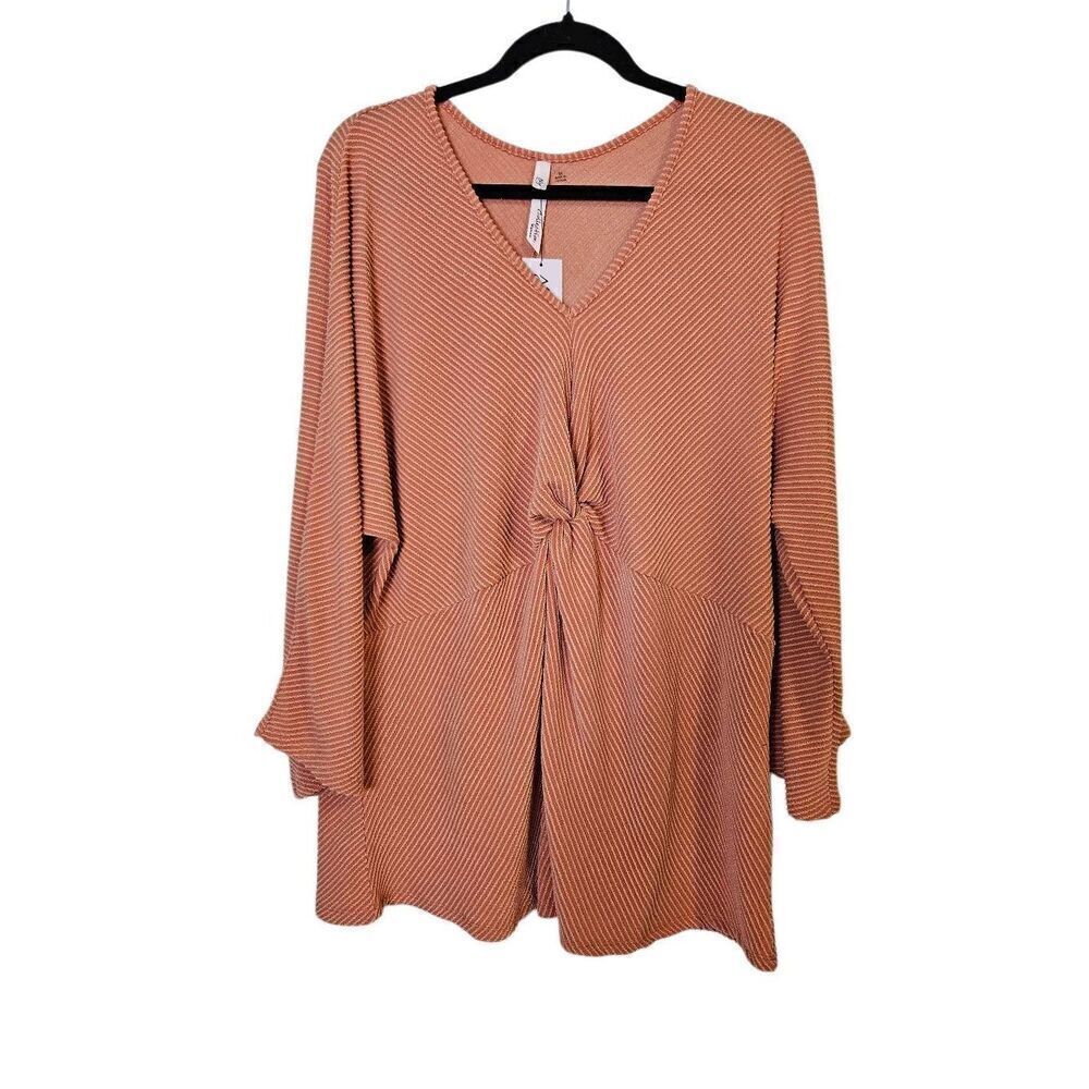 NY Collection v neck cinched dusty peach top. Size 3X. NWT.
